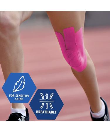 Medpride Latex-Free Kinesiology Tape 2 x 16.4 Feet - Pink - Pain Relief & Muscle Support Tape for Knee, Joints, and Injuries - Buy Online on GoSupps.com