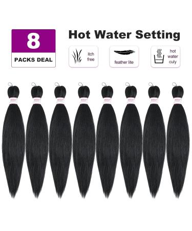 Pre Stretched Braiding Hair 24 Inch 8 Packs - Professional Synthetic Fiber Crochet Twist Braids (Pack of 8) - 1B Color - Buy Online on GoSupps.com