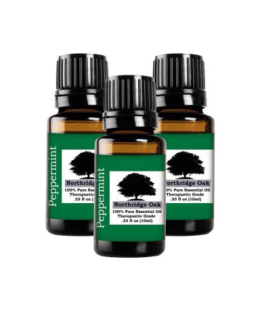 Northridge Oak - 3 Pack Peppermint - 100% Pure Peppermint Essential Oil - Mentha piperita - Non Diluted Therapeutic Grade for Diffuser Aromatherapy Skin Care DIY