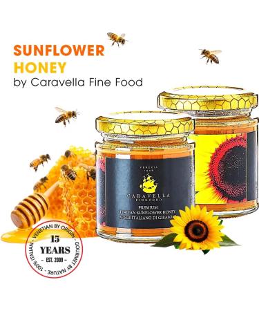 Caravella Fine Food Sunflower Honey 250g Italian Aromatic Floral Creamy Amber color Mild sweet Antioxidant Digestion Ideal for breakfast Croissant Cheese Boards Granola Tea - Buy Online on GoSupps.com