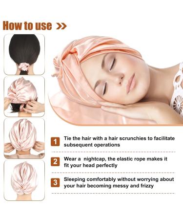 Silk Cap, Pillowcase, Bonnet, Wrap, Scrunchies, Hair Ties Set - Rose Gold Pink | For Women & Girls - Buy Online on GoSupps.com