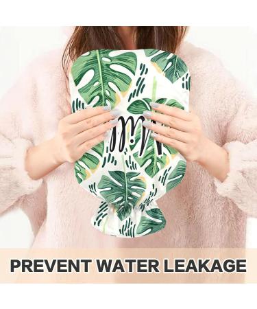 Tropical Summer Palm Leaves Personalized BPA-Free Hot Water Bottle - 2L Large Size for Pain Relief Bed Hands and Feet - Buy Online on GoSupps.com