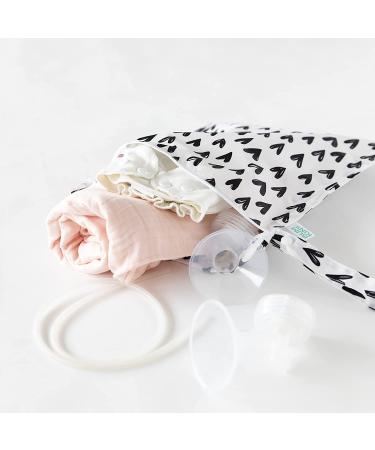 Bumkins Waterproof Wet Bag 12x14 Black Hearts | Washable & Reusable for Travel, Beach, Pool, Stroller | Ideal for Diapers, Gym Clothes, Swimsuits & Toiletries - Buy Online on GoSupps.com
