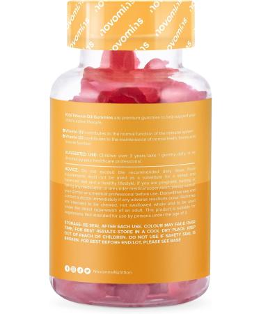 Novomins Kids Vitamin D Gummies - Vegetarian, Gluten-Free, Non-GMO - 400 IU for Healthy Bones, Muscles, Teeth & Immune System - Buy Online on GoSupps.com