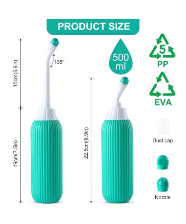 xmyunsong Upside Down Peri Bottle 17oz - Portable Travel Bidet for Postpartum & Feminine Care Green - Buy Online on GoSupps.com