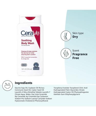 CeraVe Soothing Body Wash for Very Dry Skin â€“ 10 fl oz | Hydrating Cleanser - Buy Online on GoSupps.com