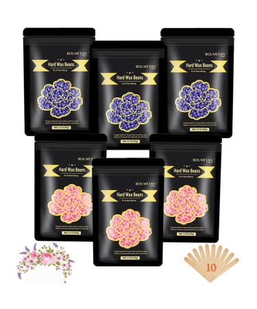 Wax Beads for Hair Removal Bouvetan 1.3Lb/21oz Hard Wax Beans 6 Packs Waxing Beads for Eyebrow Face Bikini Legs Arms for Hair Removal with 10pcs Wax Spatulas 3 purple & 3 pink - Buy Online on GoSupps.com