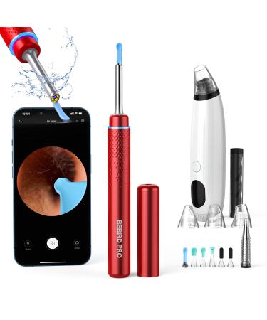 BEBIRDPRO Ear Wax Removal Tool Safely Cleaning Ear Canal at Home Ear Cleaner with HD Camera and 6 LED Lights Ear Camera and Wax Remover for iOS Android Smart Phones M9 Red
