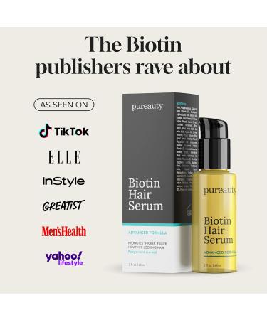Biotin Hair Growth Serum by Pureauty Naturals - 2 Fl Oz - Topical Oil for Thicker Hair - Men & Women - Hair Loss Treatment - Buy Online on GoSupps.com
