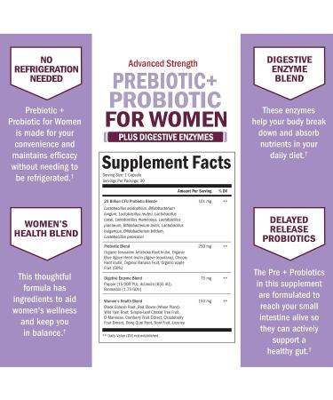 Prebiotics and Probiotics for Women - for Gut Vaginal and Immune Health Support with Black Cohosh and Red Clover - Whole Food Digestive Enzymes Capsules Lactobacillus Probiotic Supplement 30 Count 30 Count (Pack of 1) - Buy Online on GoSupps.com
