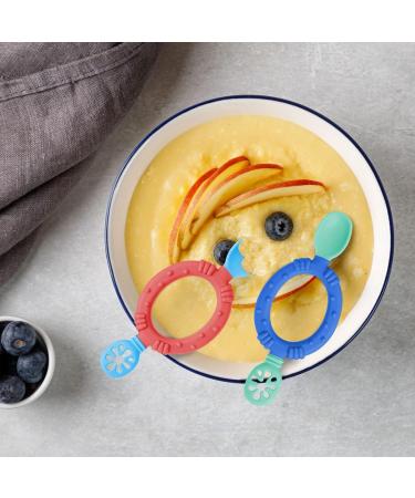 Vicloon Silicone Baby Spoon and Fork Set for Self-Feeding | 2 Pcs Weaning Utensils for Infant Toddler Children | First Led Training | 6 Months and Up | Red & Blue Color Contrast - Buy Online on GoSupps.com