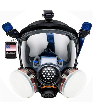 Full Face Organic Vapor Chemical & Particulate Respirator - 1 Year Manufacturer Warranty - Reusable Eye Protection Mask Clear