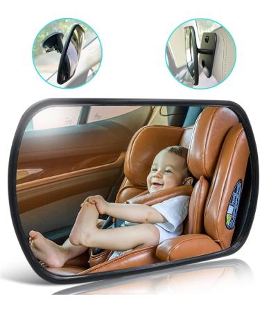 Baby Car Mirror - Rear View Mirror for Back Seat | Wide Convex Frostproof with Suction Cups & Straps - Safe Child Observation - Buy Online on GoSupps.com