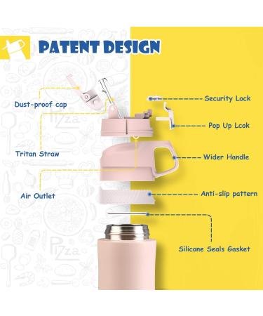 FEIJIAN Kids Insulated Water Bottle 14oz - Leak-Proof BPA-FREE Drink Flask for Toddlers - Stainless Steel Cup with Straw Lid - Perfect for School, Outdoor, Travel - Pink - Buy Online on GoSupps.com