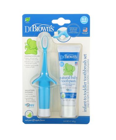 Dr. Brown's Infant-to-Toddler Toothbrush (Pear & Apple Blue Set)