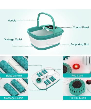 HOSPAN Collapsible Foot Spa with Heat, Bubble, Red Light, and Temperature Control - Sky Blue | Shiatsu Massage Rollers for Relaxation and Stress Relief - Buy Online on GoSupps.com