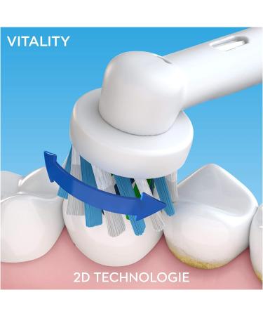 Oral-B Vitality 100 Crossaction Electric Toothbrush White Blue - 2 Piece Set - Buy Online on GoSupps.com
