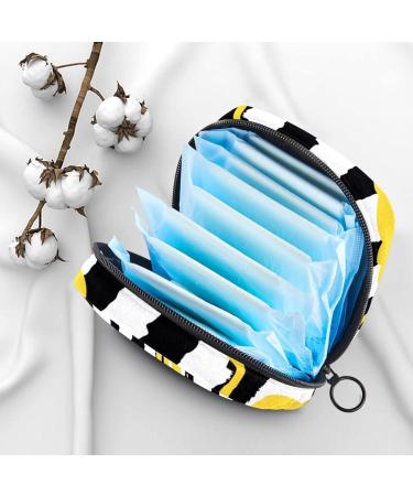 Stylish Women's Napkin Storage Pocket - Yellow Elephants & Black Stripes - Portable Menstrual Cup & Bandage Bags for First Period - Buy Online on GoSupps.com