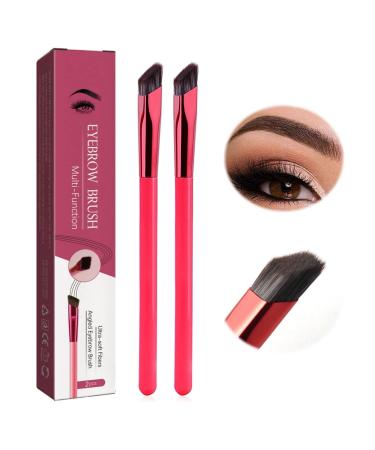 Miioto 2 pieces of multifunctional eyebrow brush angled eyebrow brush dimensional concealer brush ultra-small make-up brush natural eyebrow hair approach (b)