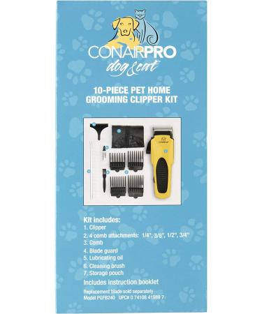 CONAIRPRO Dog & Cat 10-Piece Home Grooming Clipper Kit - Professional Pet Grooming Set - Buy Online on GoSupps.com