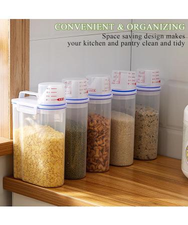 AKOLAFE 4 Pack Flour Container 5LB Pantry Food Storage Containers with Lids Airtight & Measuring Cup Small Air Tight Rice Holder Bin Plastic Cereal Grain Dispenser Kitchen for Sugar Dry Goods Pet Food - Buy Online on GoSupps.com