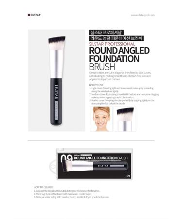 Buy SILSTAR Professional Round Angled Flat Foundation Brush - Natural Birch Wood Handle Made in Korea - International Shipping Available - Buy Online on GoSupps.com