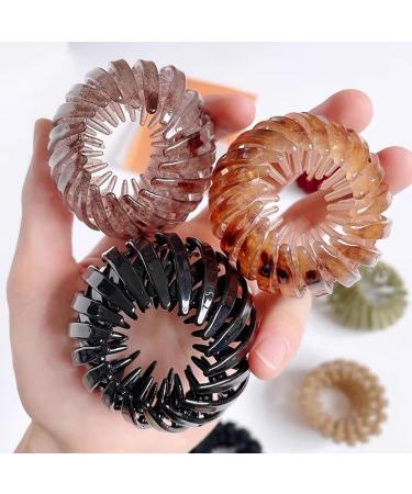 3pcs Geometric Retractable Hair Clips | Expandable Ponytail Holder Clip | Bird Nest Shaped Hair Loops | Vintage Hair Accessories | Hair Donut Bun Maker | Hair Styling Tool for Women Girls - Buy Online on GoSupps.com