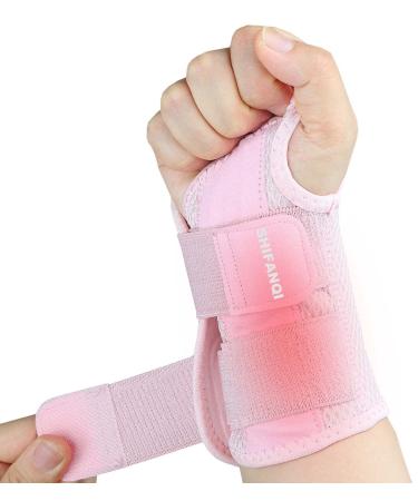 Compression Wrist Brace for Men and Women Recovery Night Wrist Sleep Support Brace - Adjustable Support Splint for Wrist Pain Carpal Tunnel Arthritis Tendonitis (Pink Right Hand Small/Medium) Small/Medium Pink Right Hand