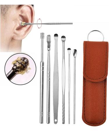 Innovative Spring Earwax Cleaner Tool Set - 6-in-1 Ear Wax Removal Kit with Reusable Ear Pick Tools - Brown One Size - Buy Online on GoSupps.com