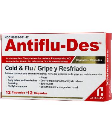 ANTIFLU-DES Cold and Flu Symptom Relief Fever Reducer 24 Capsules (2 Boxes) - Buy Online on GoSupps.com