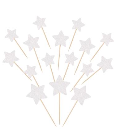 30 PCS Little Star Cupcake Toppers Glitter Twinkle Star Cupcake Picks Wedding Engagement Baby Shower Birthday Party Cake Decorations Supplies Mixed Size Silver A Silver