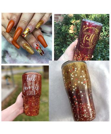 Holographic Fall Maple Leaf Glitter Sequins for Nail Art - Red, Yellow, Orange 3D Metallic Design - Buy Online on GoSupps.com