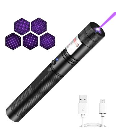 YEHUOT Long Range Tactical Blue Purple Laser Beam Flashligh with USB Charging,Adjustable Focus Light Pointer for Night Astronomy Outdoor Camping and Hiking