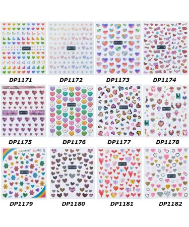 Hot Nail Art Decorations DIY Manicure Nail Stickers Self Adhesive Decals 3D Colorful Heart Love(DP1175) - Buy Online on GoSupps.com