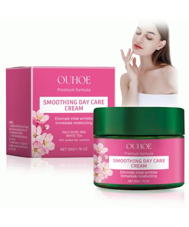 HANGGON Organic smoothing day care natural cosmetics antiaging face cream moisturizer with wild rose and white tea reduces fine lines antiwrinkle cream for all pink