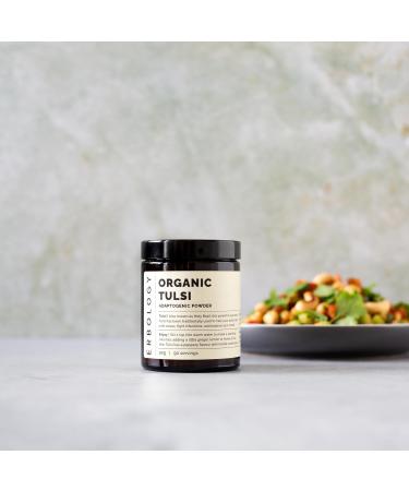 Erbology Organic Tulsi Powder 90g - 90 Servings - Holy Basil - Calm and Mood - Sustainably Sourced Straight from Farm in India - Small Batch - Vegan - GMO-Free - Buy Online on GoSupps.com