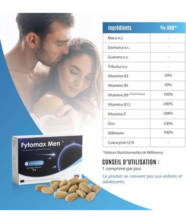 Fyto max Men Libido and Men's Reproduction Fertility Booster Food Supplement Vitamins Minerals Zinc Selenium Coenzyme Q10 Tribulus Maca Guarana - 30 Tablets - 1 Month - Buy Online on GoSupps.com