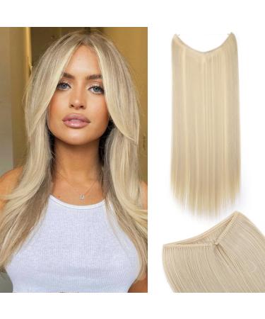 Silk-Co hair extension with rubber band 60cm smooth secrets hair extensions with wire synthetic hair sealing hair part for women bleaching blonde 60 cm bleaching blonde