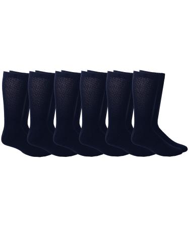 Yacht & Smith Men and Women Value Pack of Ring Spun Cotton Crew Diabetic Nephropathy Socks One Size 6 Pairs Mens Navy