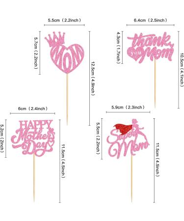 Cyodoos 24 Pcs Happy Mothers Day Cupcake Toppers Glitter Cake Toppers Cupcake superman Thank you Mom Happy Birthday Party Supplies Decorations Pink - Buy Online on GoSupps.com