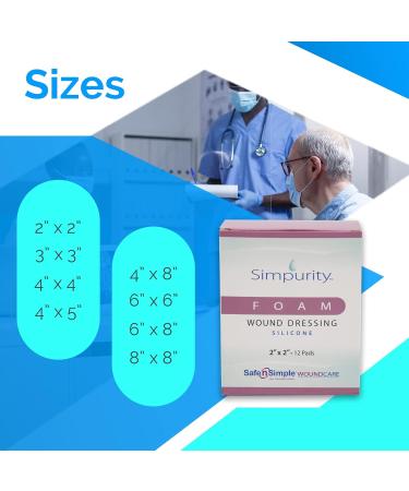 Safe n Simple Medical Foam Dressing 12 Pack Highly Absorbent Non-Adherent 2x2 Wound Care Pads for Optimal Healing - Buy Online on GoSupps.com