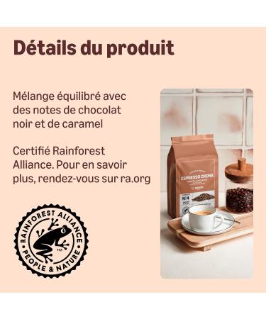 by Amazon Caf en Grains Espresso Crema Torr faction Moyenne caf in 500g lot de 2 - Certifi Rainforest Alliance Espresso Crema 500 g (Lot de 2) - Buy Online on GoSupps.com