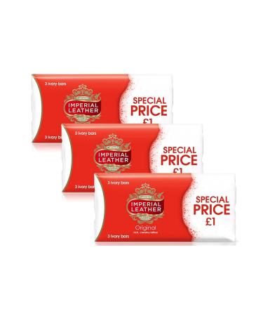 9 x CUSSONS IMPERIAL LEATHER ORIGINAL SOAP BAR 100g - 3 MULTIPACK 3 x 100g Original 300 g (Pack of 3)