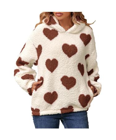 Hanxiulin fleece plush jacket fluffy warm zipper wool jacket ladies sweater fleece sweater basic hooded jacket casual fashion plush jacket oversized warm outdoor winter jacket khaki l