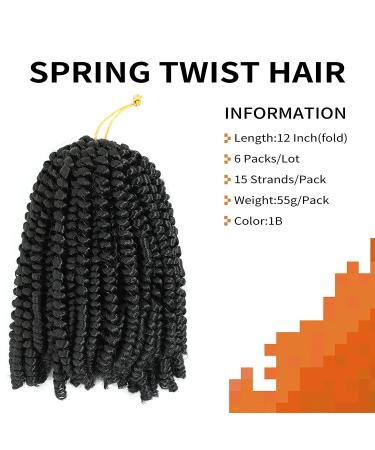 12 Inch Spring Twist Hair 6 Pack - Water Wave Passion Crochet Braids in 1B - Buy Online on GoSupps.com