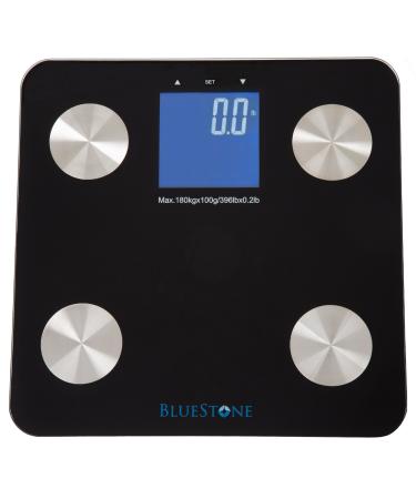 Digital Body Fat Bathroom Scale, Cordless Battery Operated Large LCD Display for Health and Fitness Tracking Scale by Bluestone- Black Body Fat-Black