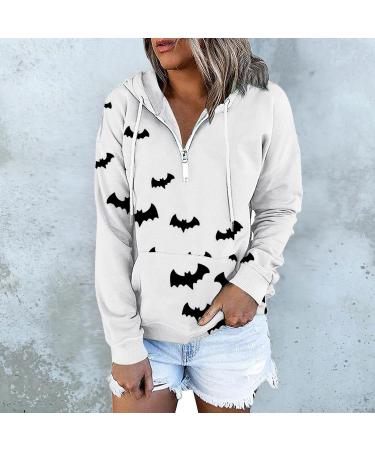 Halloween Costumes Casual Long Sleeved Zippered Tie Hat Sweater Womens Plain Zip up Hoodie White Small - Buy Online on GoSupps.com