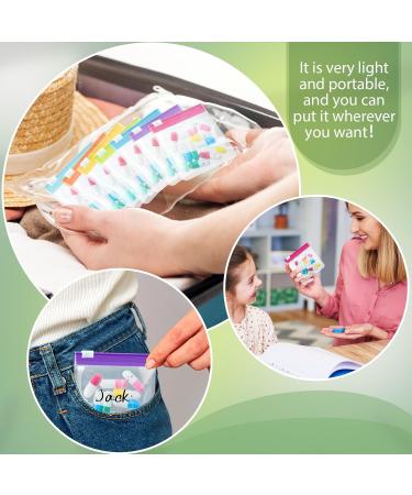 Sherr 56 Pcs Weekly Zippered Pill Pouch Set - Reusable Clear Plastic Travel Medicine Organizer Bags in Candy Colors - Buy Online on GoSupps.com