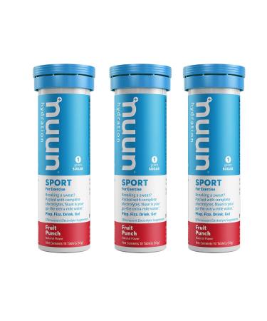 Nuun Sports: Fruit Punch Electrolyte Enhanced Drink Tablets 10 Count (Pack of 3)