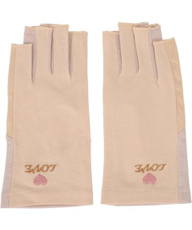 Manicure Gloves UV Protection Stretchy Breathable Fingerless Fiber Cotton Nail Lamp Gloves for Home Salon Grey (Light Yellow) - Buy Online on GoSupps.com